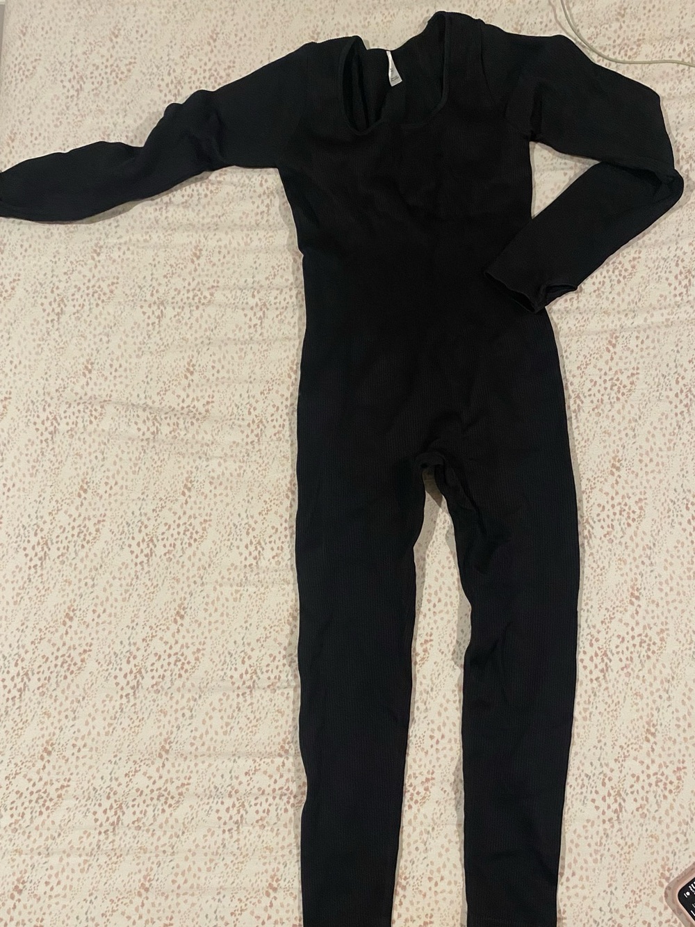 Black Long-Sleeve One-Piece Bodysuit